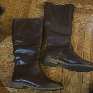 DIANE VON FURSTENBURG BURGUNDY OVER THE KNEE BOOTS WITH FUR LINING